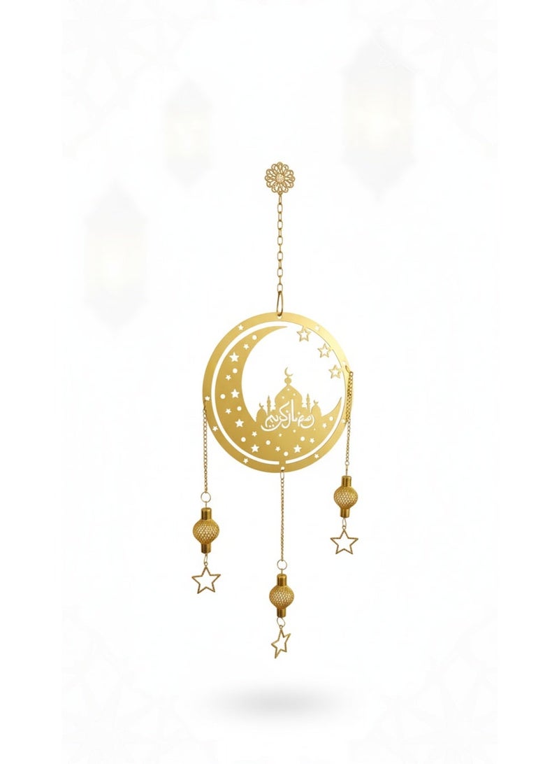 Ramadan Moon Hanging Decoration with Stars – Islamic Home Decor - Image 1